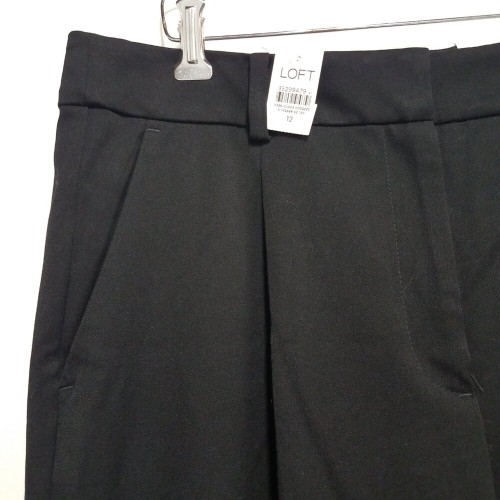 Ann Taylor LOFT The Peyton Trouser Black Bi-Stretch Womens 12 Wide Leg 35299479 - Picture 5 of 11
